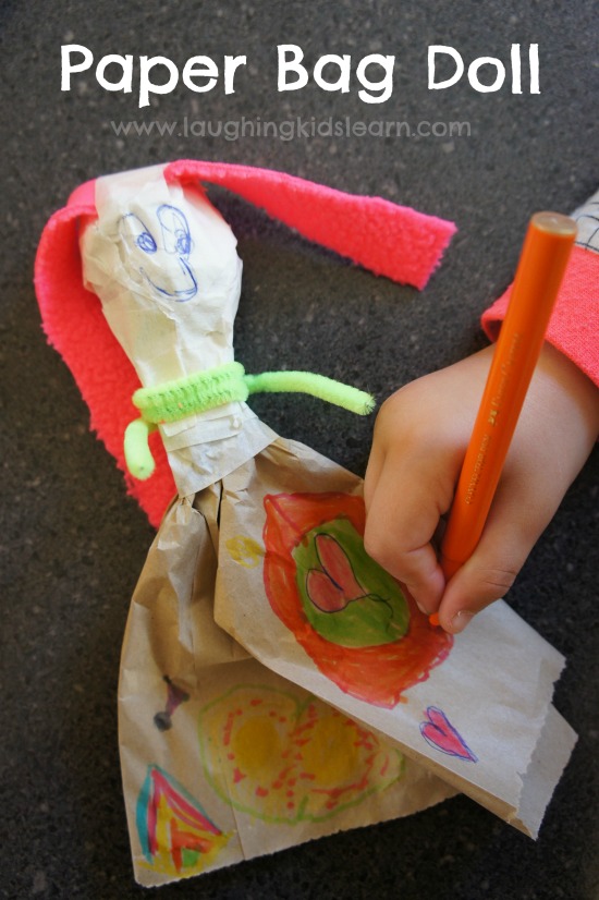 Simple Paper Bag Doll craft for kids to do at home or school