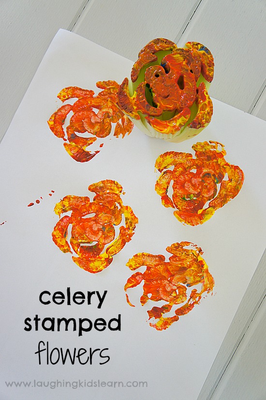 Celery flower stamping craft for kids