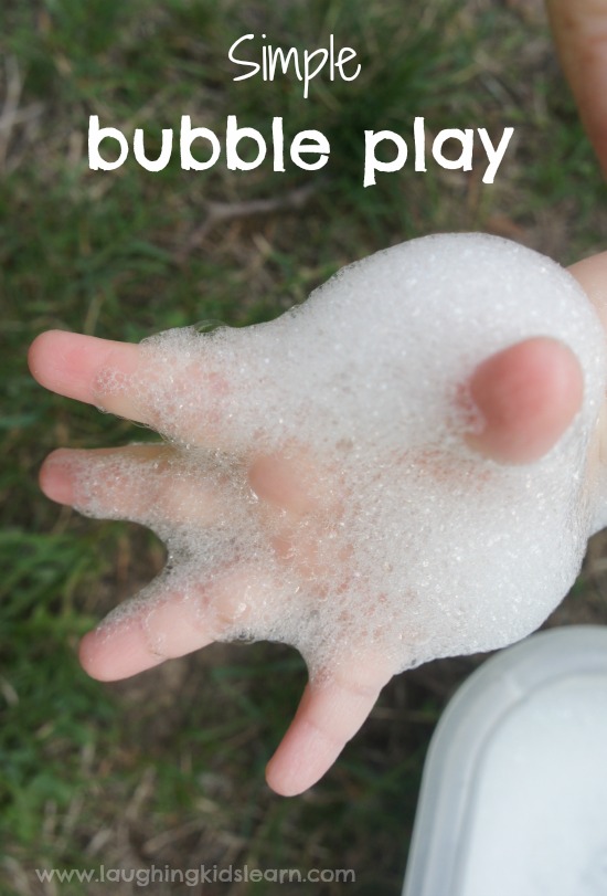 Simple soapy bubble play for toddlers and preschoolers