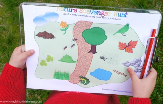 nature scavenger hunt for kids to use outdoors
