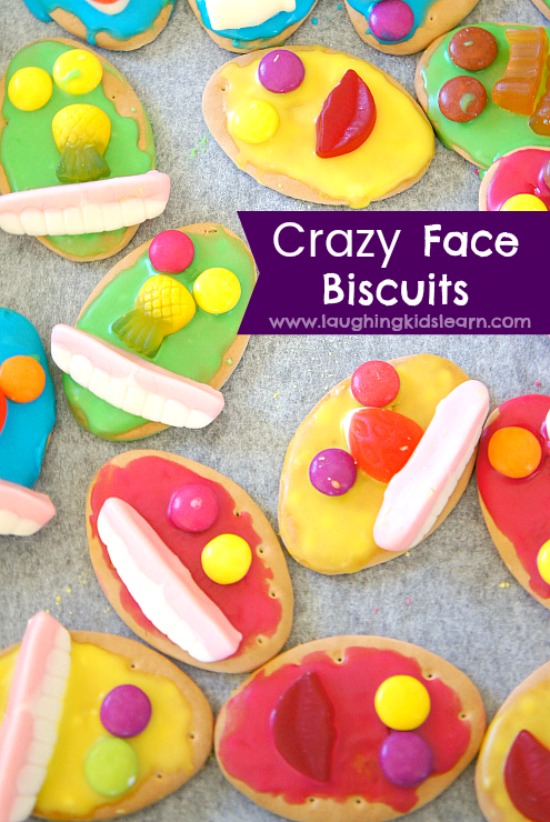 Simple crazy face biscuits kids can decorate