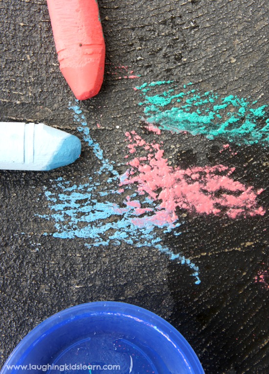 drawing and painting with chalk and water