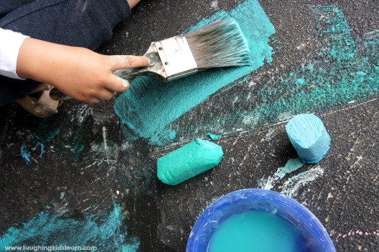 painting with wet chalk or chalk and water