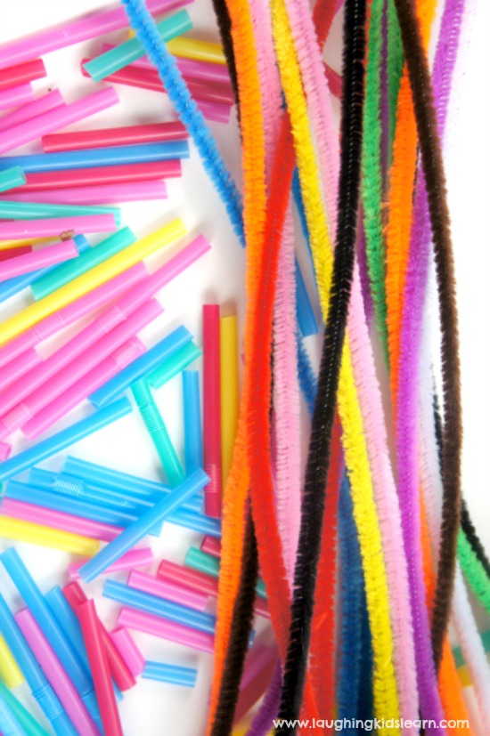 pipe cleaners and cut straws
