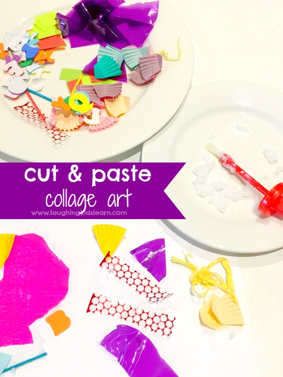 Simple cut and paste collage art activity for toddlers and preschoolers