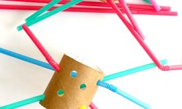 cardboard and straws for fine motor development and fun for kids