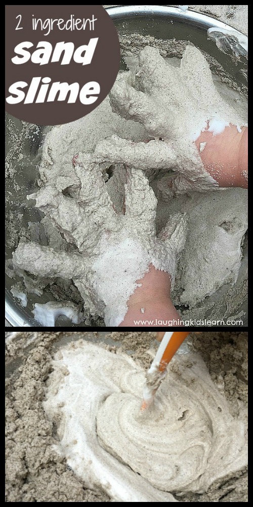 2 ingredient sand slime or sand foam for kids sensory play 