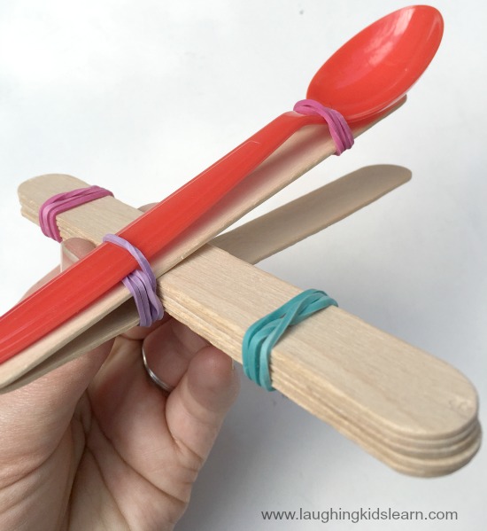 close up catapult with long craft sticks
