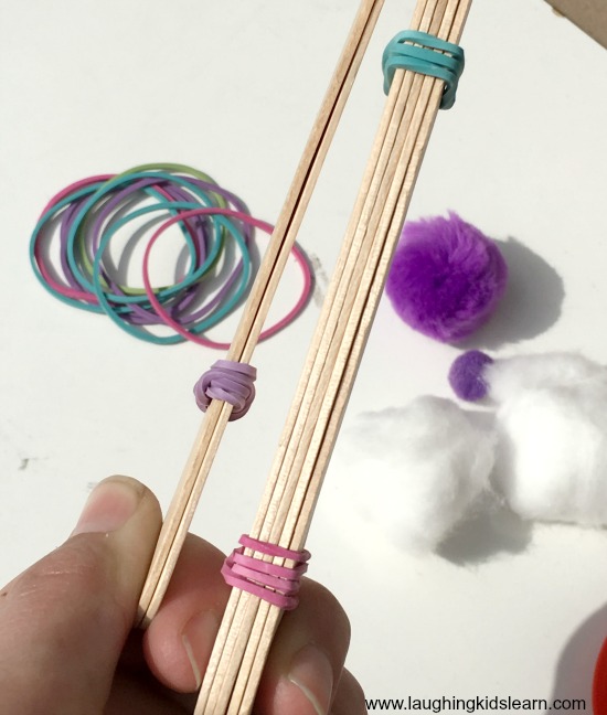 craft sticks and rubber bands