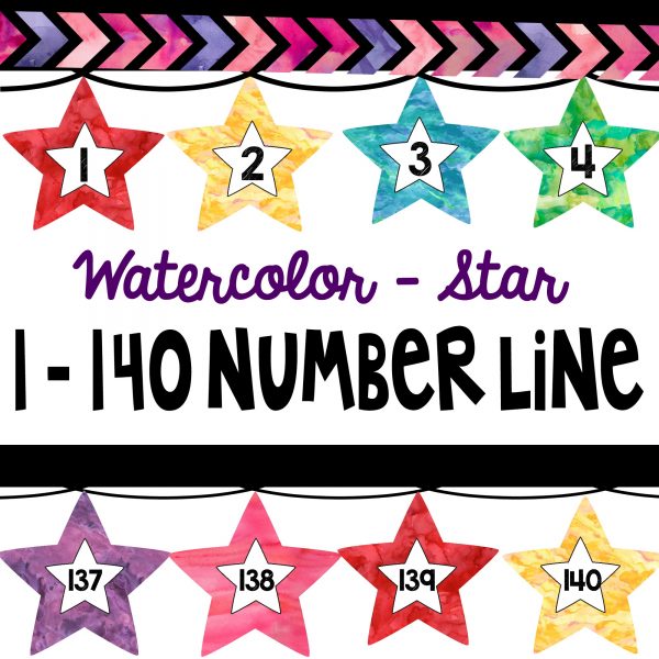 Get your hands on these Watercolor Stars Counting Number Line 1-140