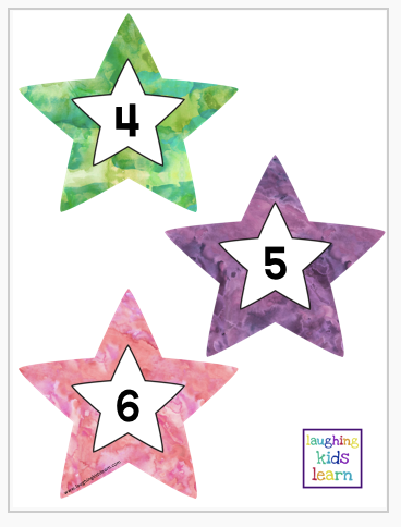 Watercolor display stars with numbers