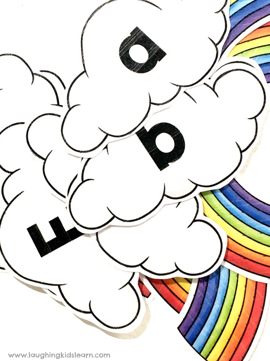 clouds and rainbows lettering activity for kids to do at home or school