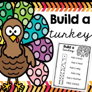 Build a turkey subitizing game for children to play over thanksgiving