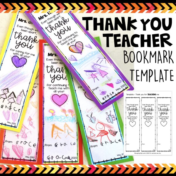 Thank you teacher bookmark template cover