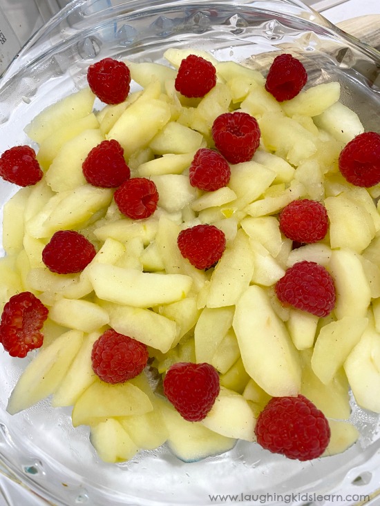 Apple and raspberry recipe. 
