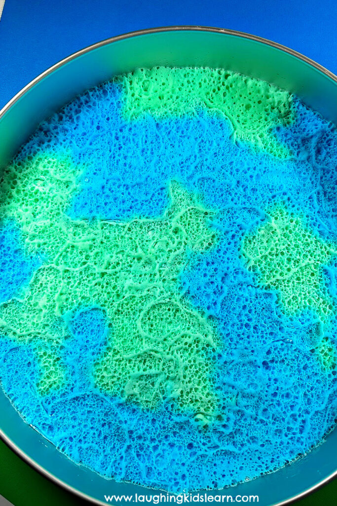 Earth Day plate with green and blue fizzy