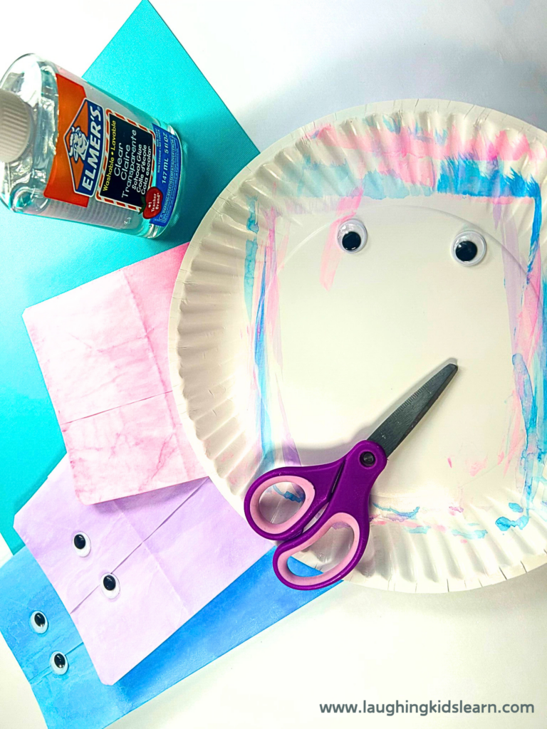 What you need to make a paper bag jelly fish with materials