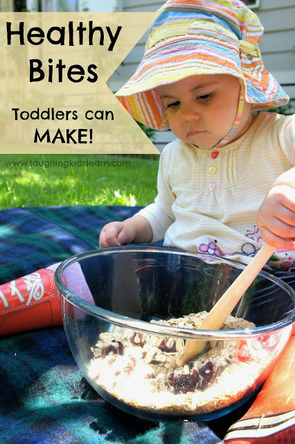 Healthy bites recipe that toddlers can make themselves. Laughing Kids Learn