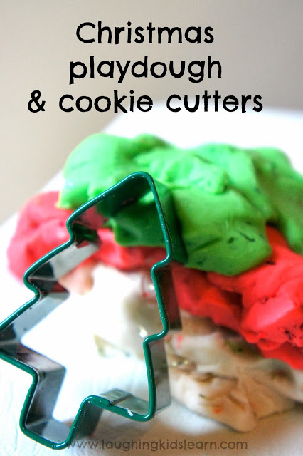 Christmas playdough and cookie cutters by Laughing Kids Learn