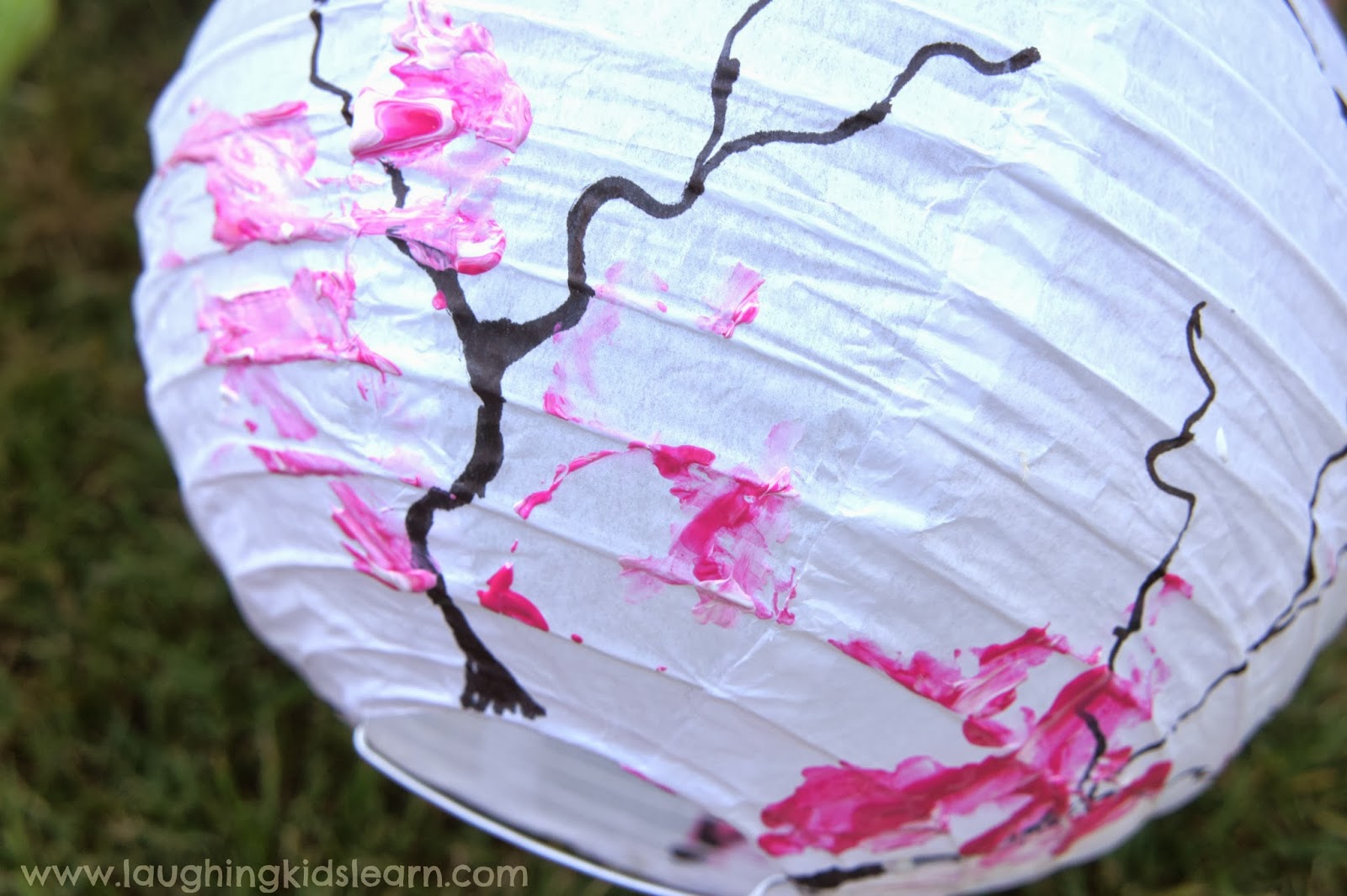 Gorgeous toddler decorated lanterns inspired by cherry blossom trees